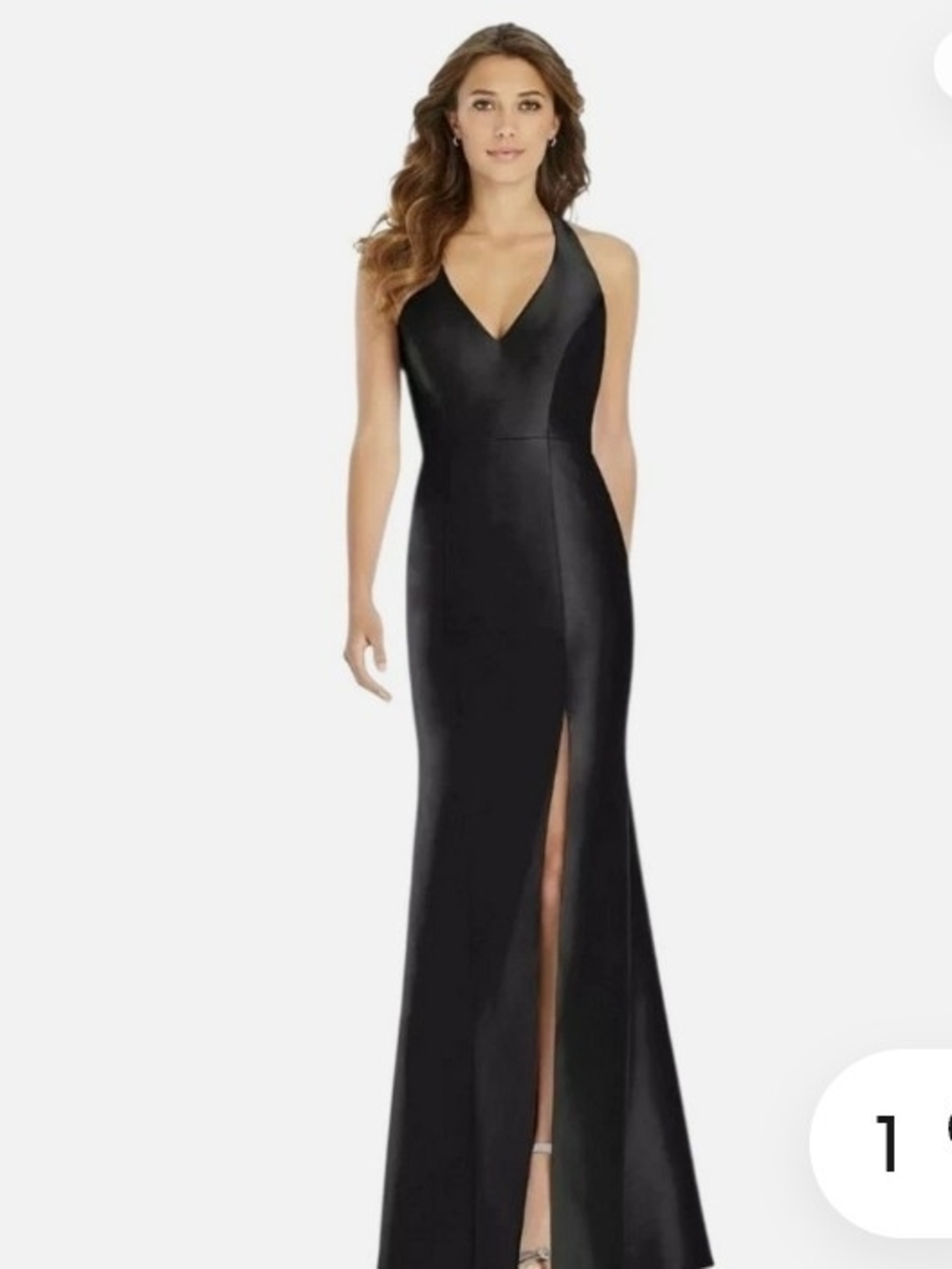 Elegant Black V-Neck Halter Trumpet Gown - Alfred Sung